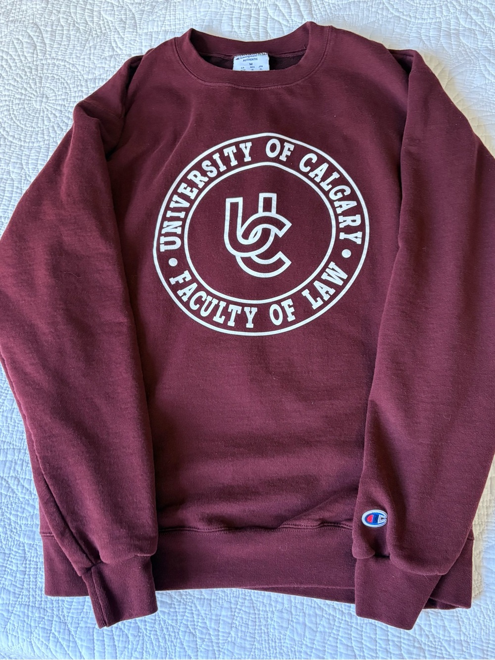 Champion Maroon Crewneck Sweatshirt with White University Seal